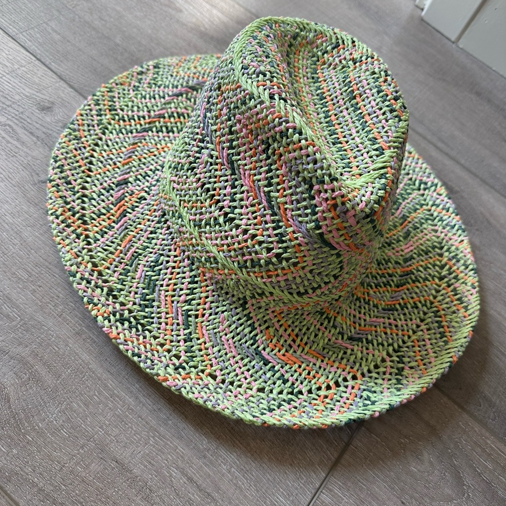 Woven Straw Sun Hat in Multicolor Green